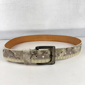 Vintage Y2K Brave Beltworks White Snake Skin Leather Belt Size 34